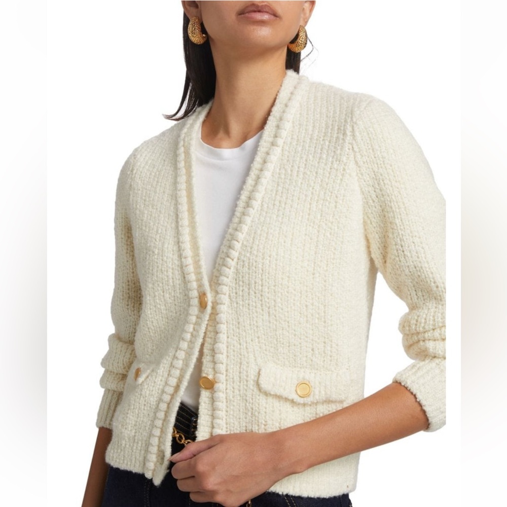 Frame Denim Women's Cream Double Pocket Cardigan